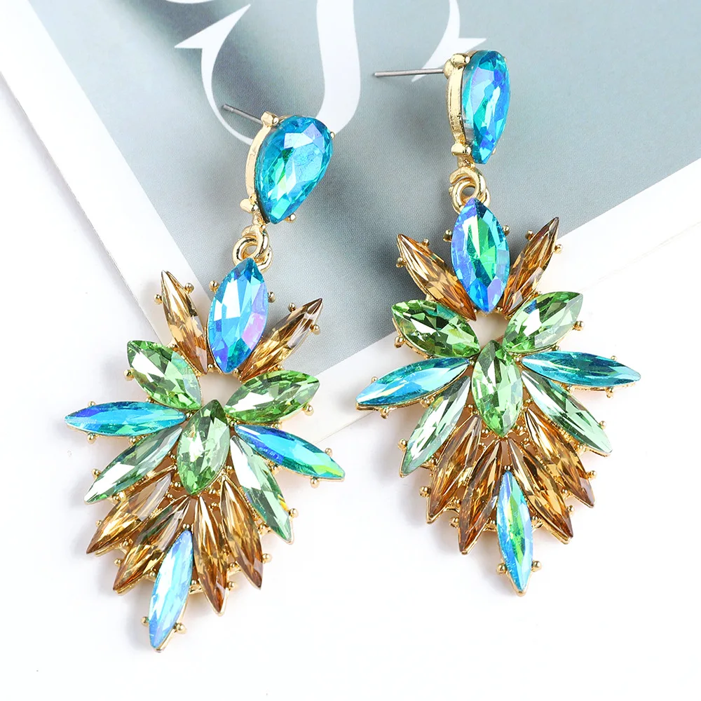 New Creative Design Geometric Teardrop Shiny Glass Dangle Drop Earrings For Women Luxury Quality Ear Accessories Pendant Jewelry