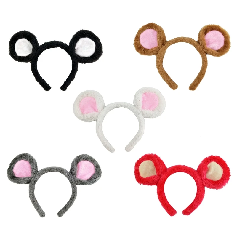 

DXAE Soft Bear Ears Headbands Plush Mouse Ears Hair Hoop for Washing Face Cartoon Animal Hairbands Halloween Costume