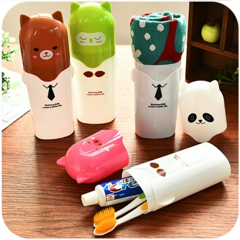 New Portable Utility Toothbrush Holder Toothpaste Tower Plastic Tooth Cup Bath Travel Outdoor Personal Clean Tool