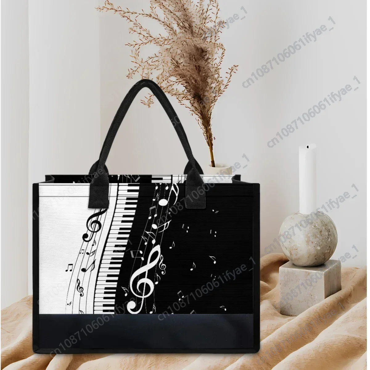 Bolso de hombro portátil con asa de nota de Piano de diseñador de marca, bolsos de mano elegantes para damas, bolsos de almacenamiento casuales portátiles, estilo musical de moda