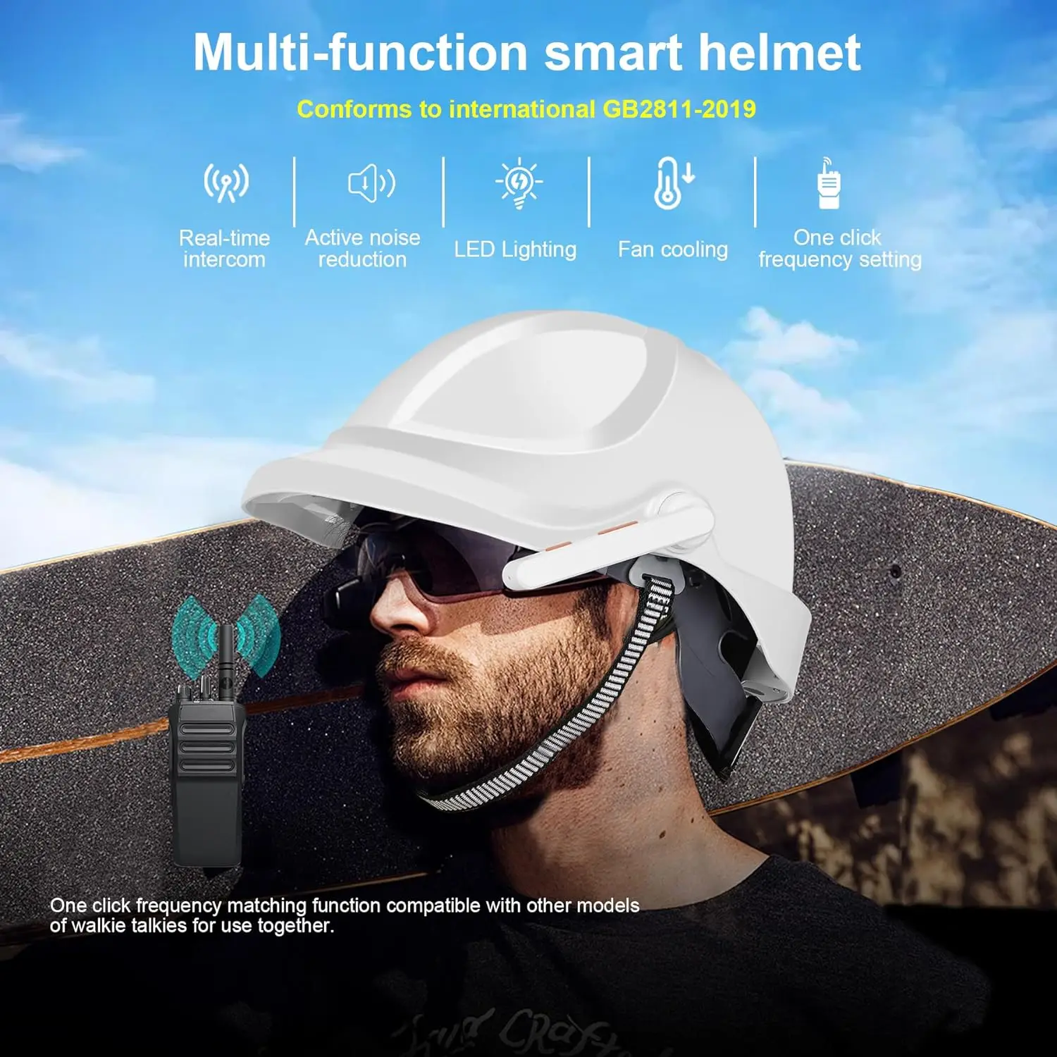 

Sinorise Outdoor Construction site Safety Helmet with walkie Talkie Lighting and Cooling Fan Function