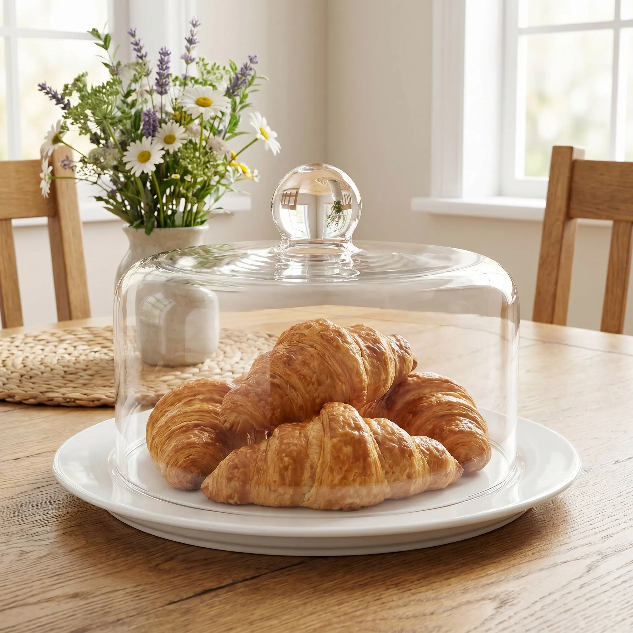 Glass Cake .5 Clear Crystal Round Dessert Cover Knob Handle Food Protector Display Dome Home Bakery Tabletop