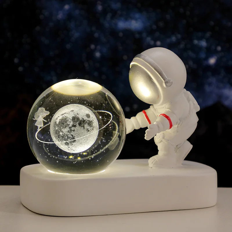 

Creative 3D Astronaut Crystal Ball Led Night Light for Children Bedroom Planet Space Solar System Lamp USB Christmas Kid Gift