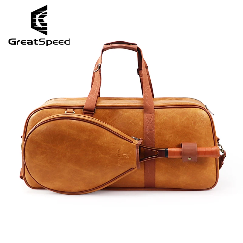 Professional Adults Sporting Tennis Racquet Bag Retro Badminton Squash Tennis Shoulder Bags Classic Detachable Tennis Handbag