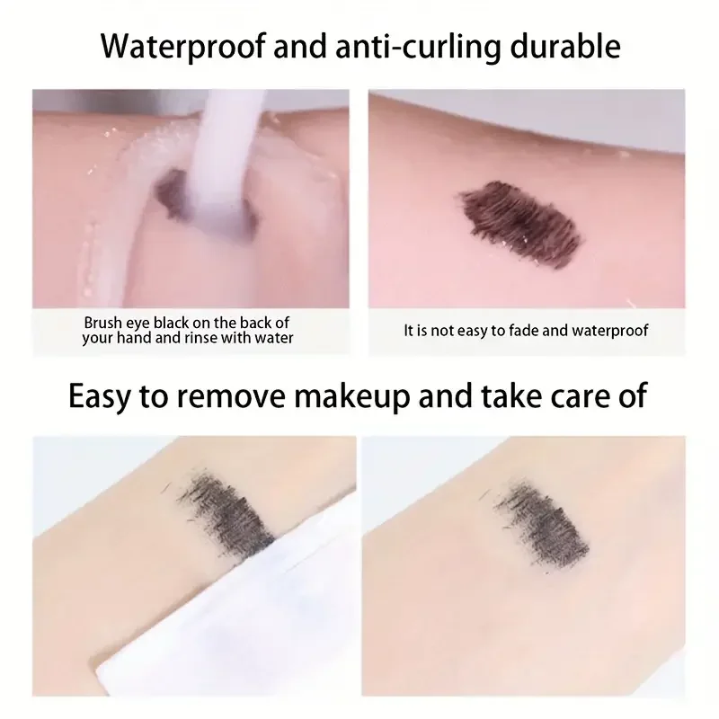 4D 마스카라, 블랙, 워터프루프, 울트라 롱, 볼륨업, 오래 지속되는 번짐 방지, 길이와 깊이를 더해 매력 강화