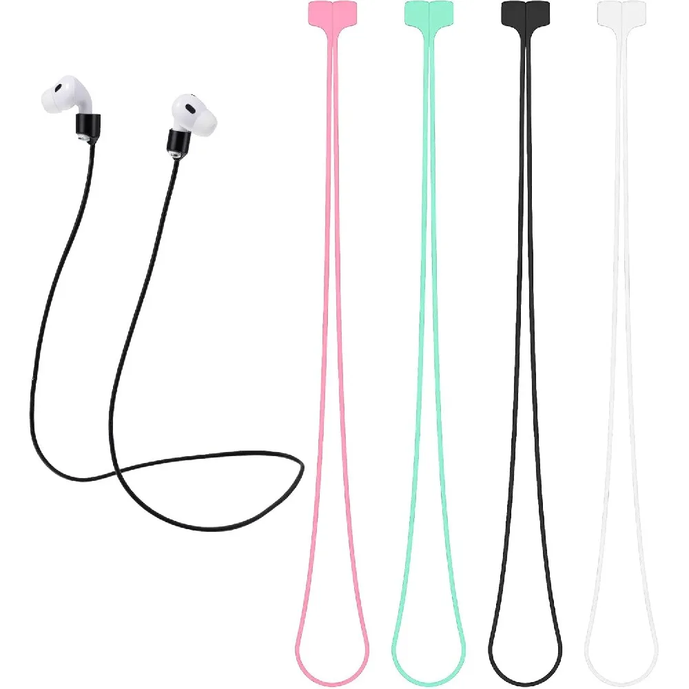 1 Pack Random Color Silicone Anti-Lost Earbud Strap, Soft Flexible Wireless Earphone Lanyard Compatible with AirPods 1/2/3/Pro, Sweatproof Anti-Drop Neck Cord for Running Sports Workout Daily Commute