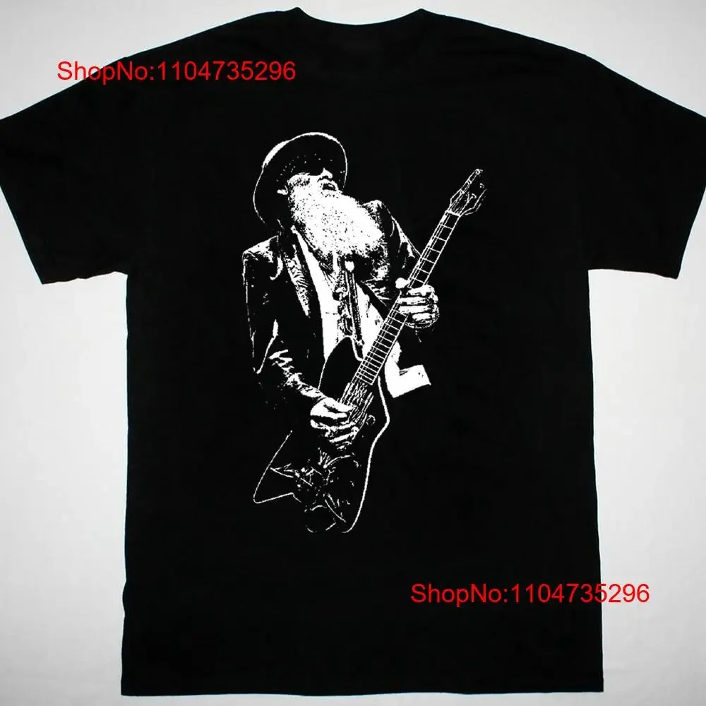 Novo billy gibbons zz topo arte preto t camisa todos os tamanhos jn401 vintage lavado confortável respirável moda gráfico versátil