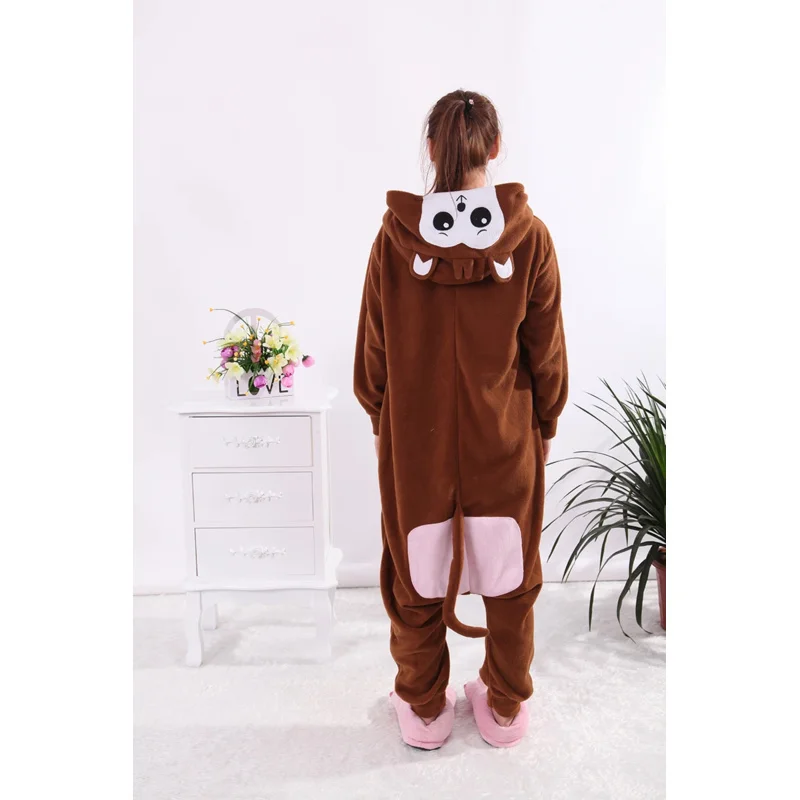 Monkey Brown adult onesie animal men women jumpsuit pajamas fleece onesie cartoon cosplay costumes pyjama S-XL