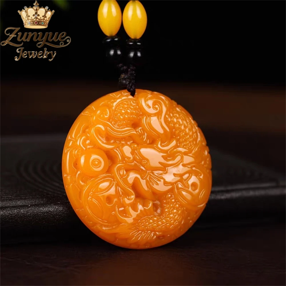 

Natural Yellow Dragon Jade Zodiac Dragon Pendant Luxury Quality Jewelry Fashion Jewelry Exquisite Charms Elegant Popular Gift
