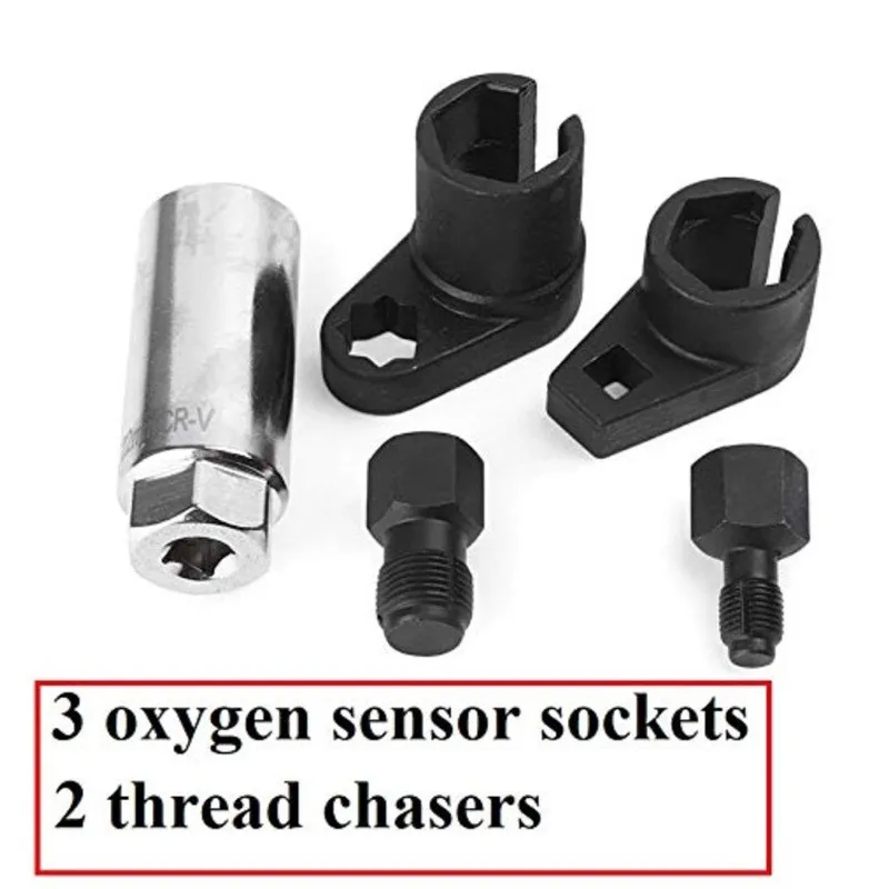 5pcs Oxygen Sensor Socket Wrench Kits Vehicle Universal O2 Sensor Sleeve Extraction Tools Oxygen Sensor Removal Tools