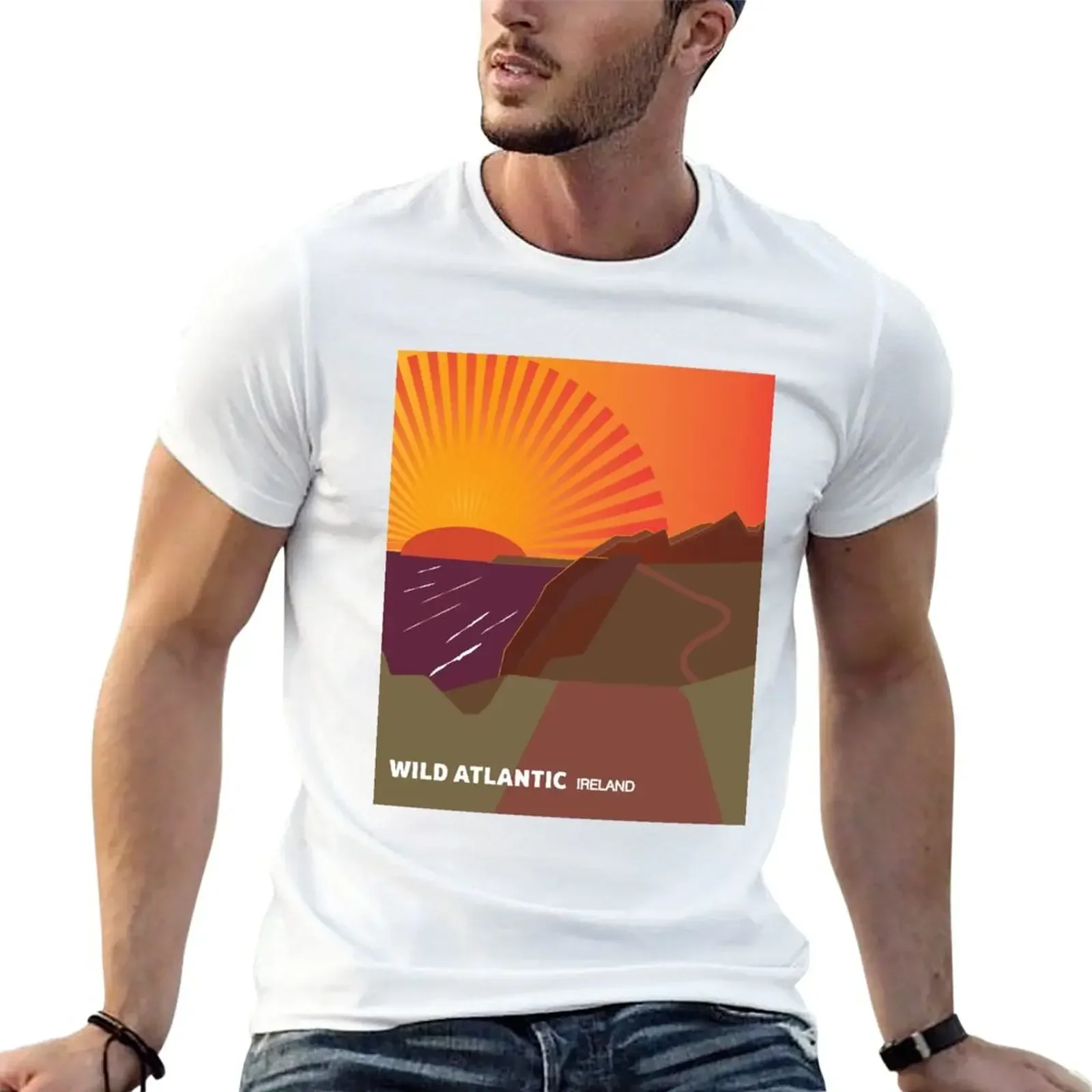 Wild Atlantic Way Ireland Design T-Shirt Short sleeve tee sublime Aesthetic clothing black t shirts for men