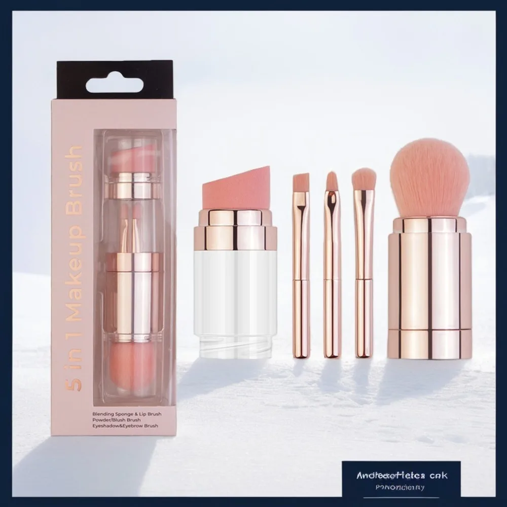 Splicing 5 in 1 Makeup Brush Multifunctional Dustproof Concealer Brush Eye Shadow Applicator Lip Liner Lipstick Smudge Brush