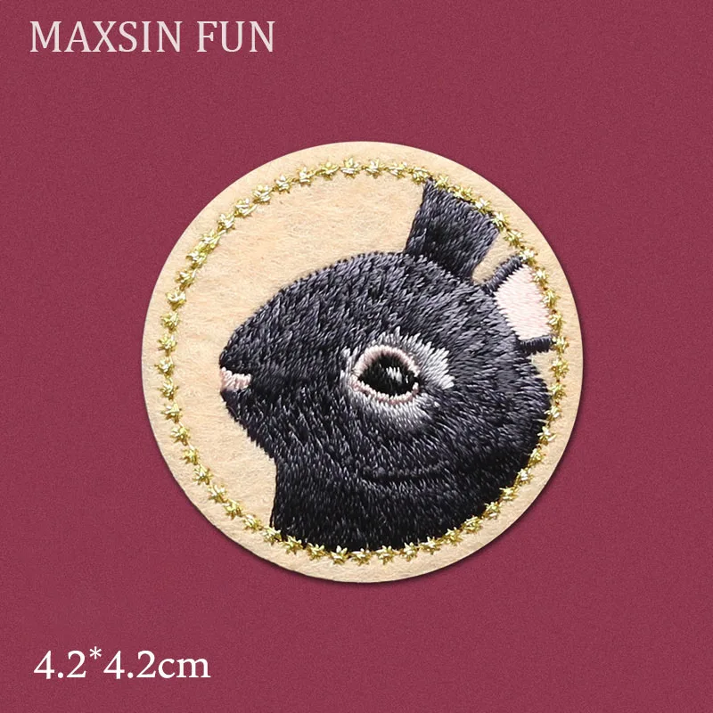 كرتون حديد على رقعة للملابس ، شارة مستديرة ، ملصق تصنعه بنفسك ، ملحقات الديكور ، الببغاء ، الطيور ، الأرنب ، لطيف ، 1 قطعة