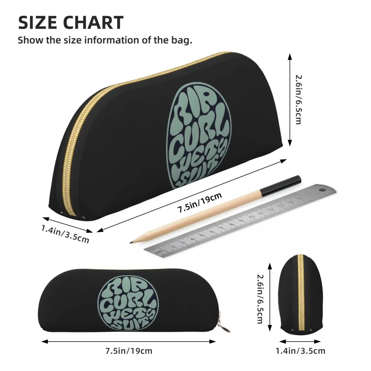 Rip Curl โลโก้ดินสอปากกาผู้ถือเครื่องเขียนความจุขนาดใหญ่กล่องปากกาดินสอกระเป๋าสําหรับชายหญิงโรงเรียน