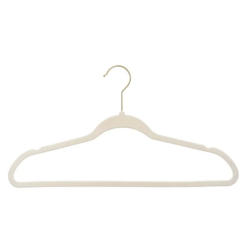 Non-Slip Velvet Clothes Hangers, 100 Pack, Beige/Black, Space Saving