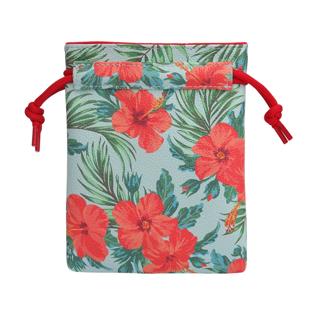 Various Pattern Prints Synthetic Leather Tee Pouch Golf Valuables Bag with Drawstrings