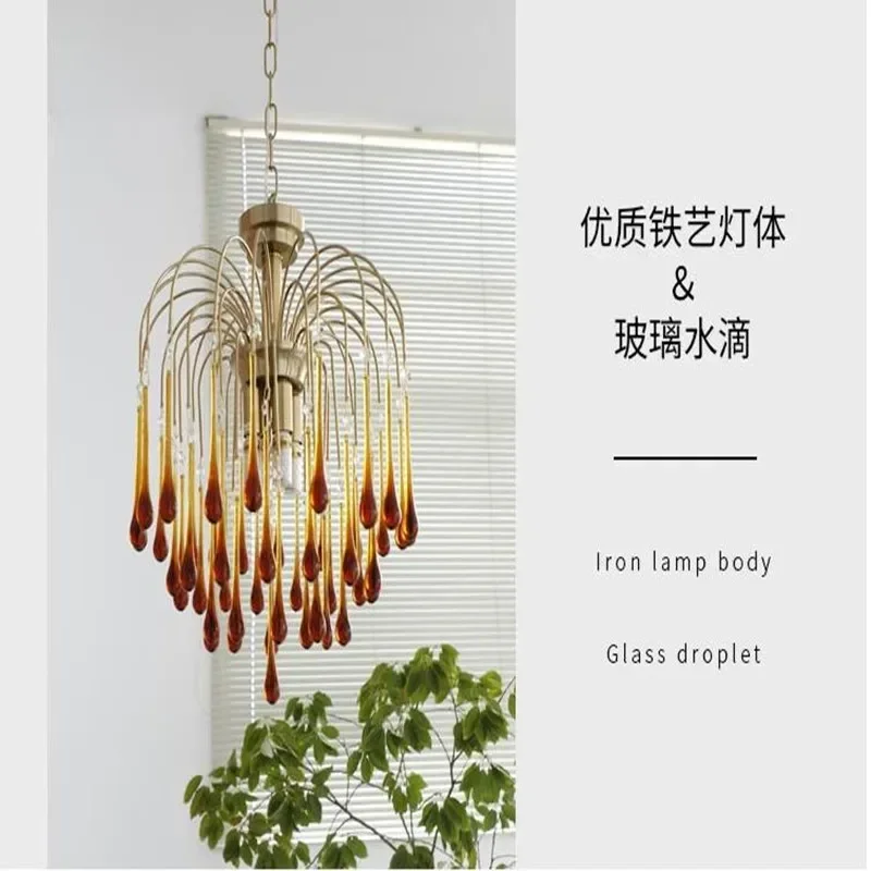 

Retro Luxury Acqua Goccia Naso French Style Lampadario Ceiling Light Italian Soggiorno Lighting for Bedroom