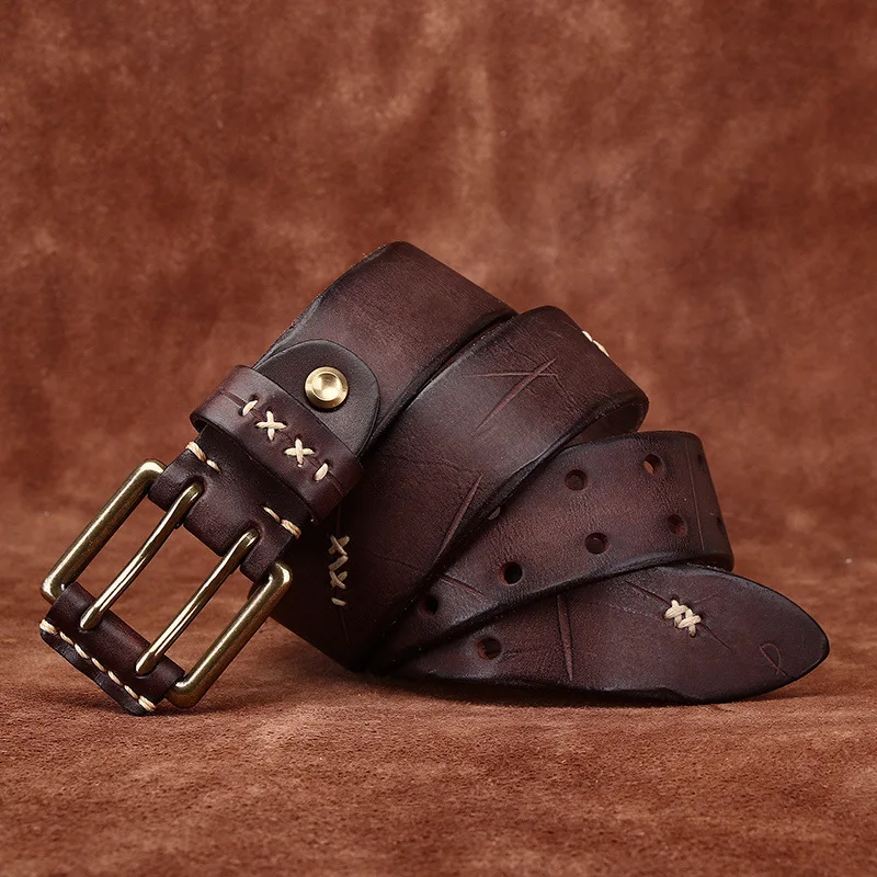 3,8 CM Männer Hohe Qualität Aus Echtem Leder Messing Schnalle Gürtel Luxus Designer Gürtel Männer Reines Rindsleder Mode Band Männlichen Jeans für Mann