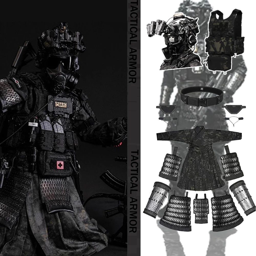Dragon Scale Tactical Armor Airsoft Helmet Set Medieval Warrior Knight Protection Set Wrist Guard Vest Samurai Combat Protector
