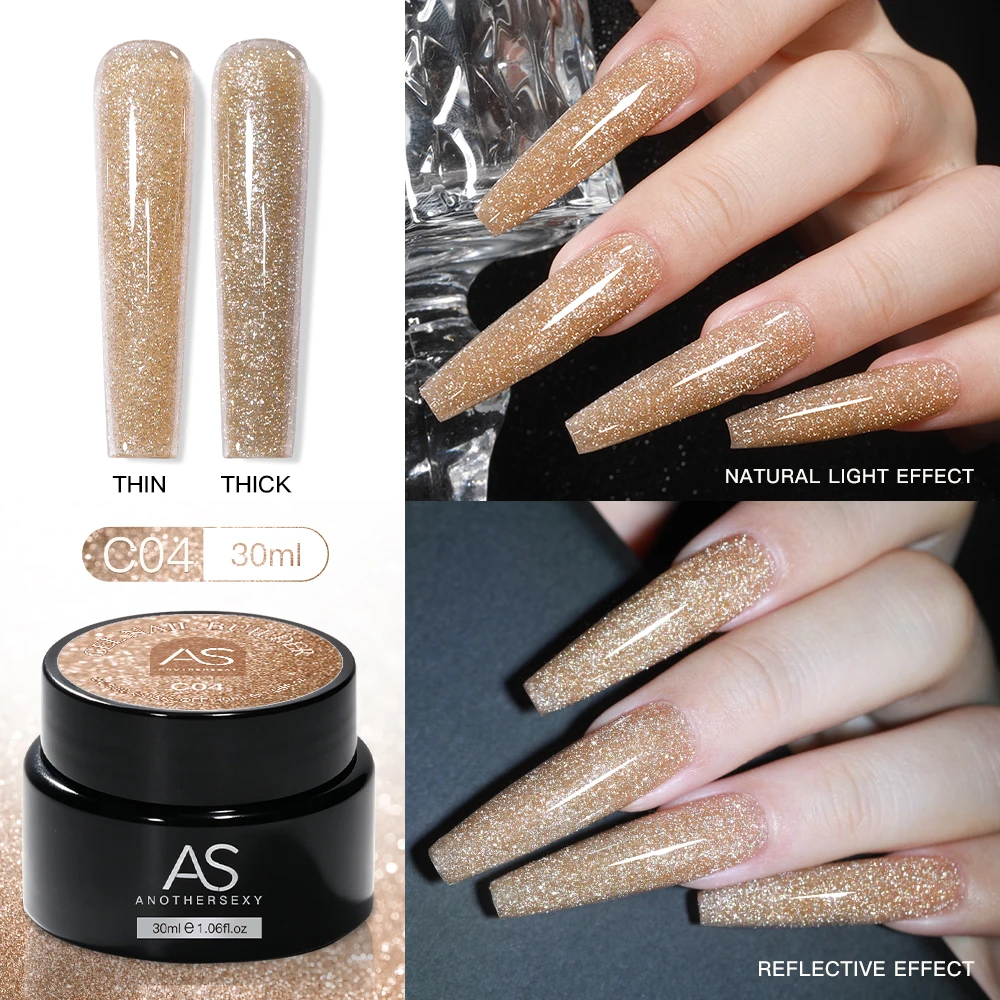 30g Silber Reflektierendes Aufbaugel für Nägel Funkelnder Glitzer Roter Nagelverlängerungslack Semi-Permanenter Gel-Lack