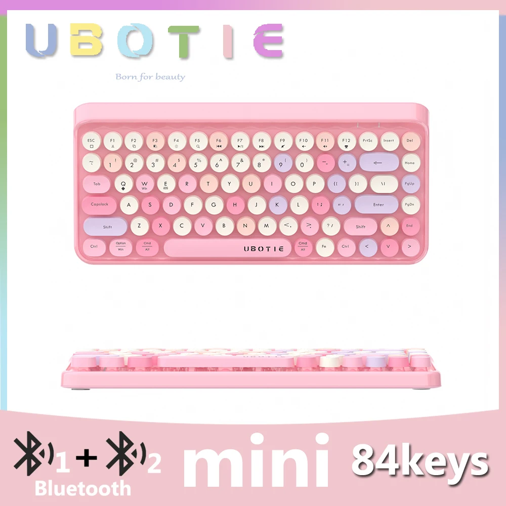 UBOTIE 블루투스 무선 키보드, IOS, 안드로이드, 윈도우, 태블릿용, 다채로운 휴대용 블루투스 키보드, 아이패드 에어, 미니 프로용