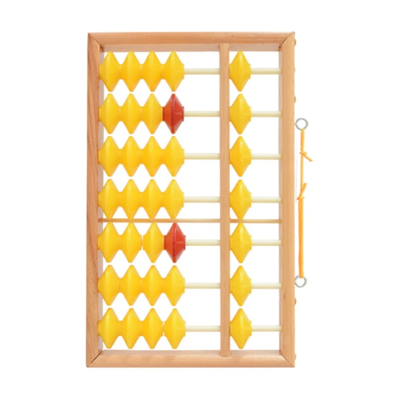 Professional 7 คอลัมน์ Abacus แบบพกพา Abacus ไม้เครื่องคิดเลขสำหรับเหมาะสำหรับนักเรียนวัยรุ่นครูโรงเรียนบทเรียนคณิตศาสตร์ QXNF