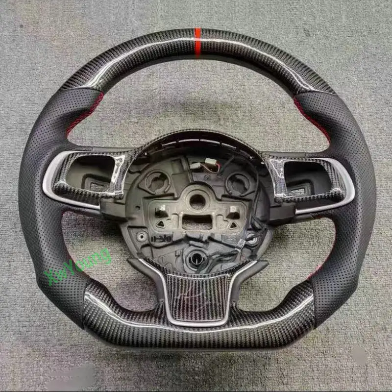 For JAGUAR XJ XJL XF X351 100% Real Carbon Fiber Steering Wheel With Leather (With Paddle Holes)