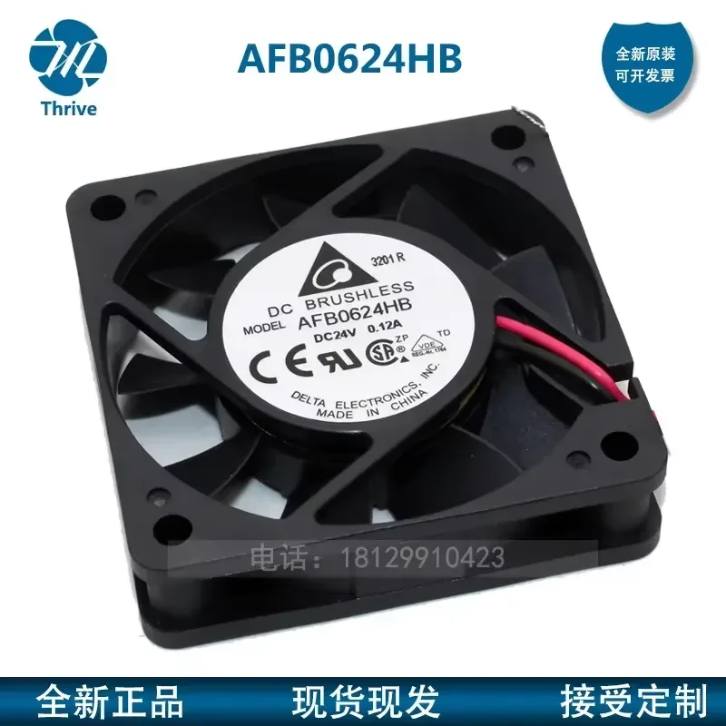 for Delta AFB0624HB 60mm 24V 0.12A High Speed Cooling Fan for Server IPC Inverter Quiet Airflow Replacement Part