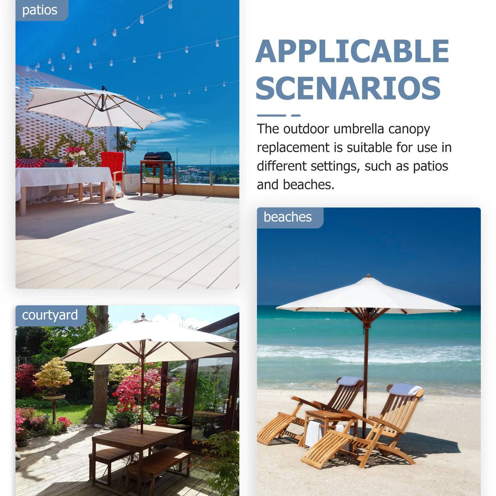 

Sun Resistant Beach Umbrella Canopy Replacement Cover for Patio Umbrella Outdoor Shade Rain Proof Wind Proof Fabric