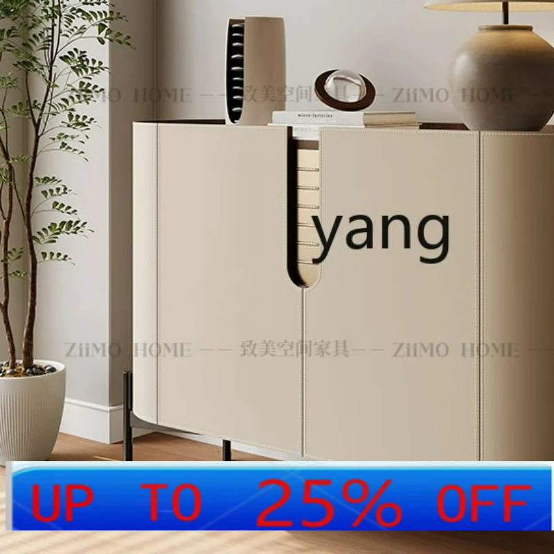 

LH Entry Entrance Cabinet Minimalist Stone Plate Silent Style Saddle Leather Entrance Locker