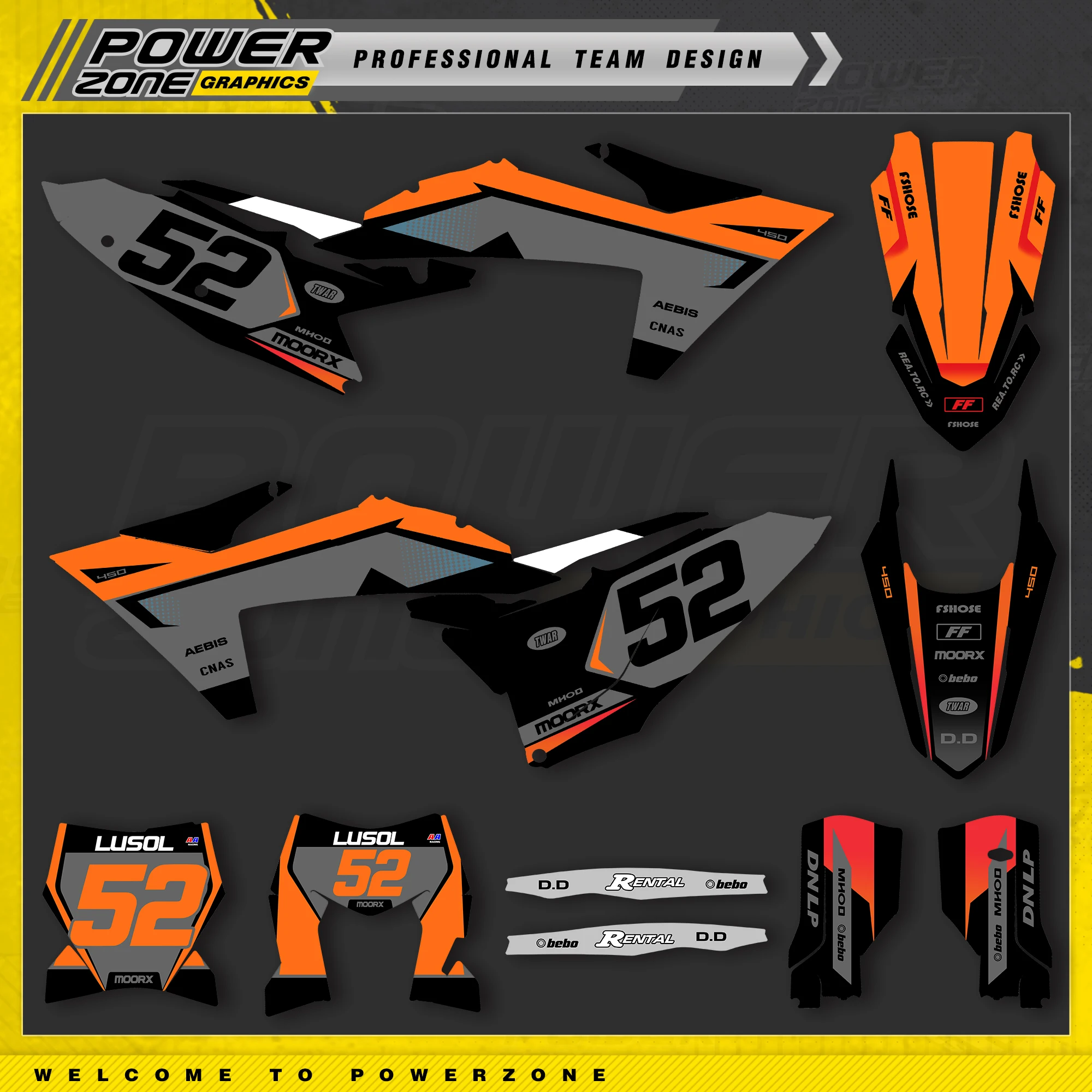 

Комплект графических наклеек PowerZone для мотоциклов KTM EXC SXF 2026, KTM 23-25 SXF, 24-26 EXC