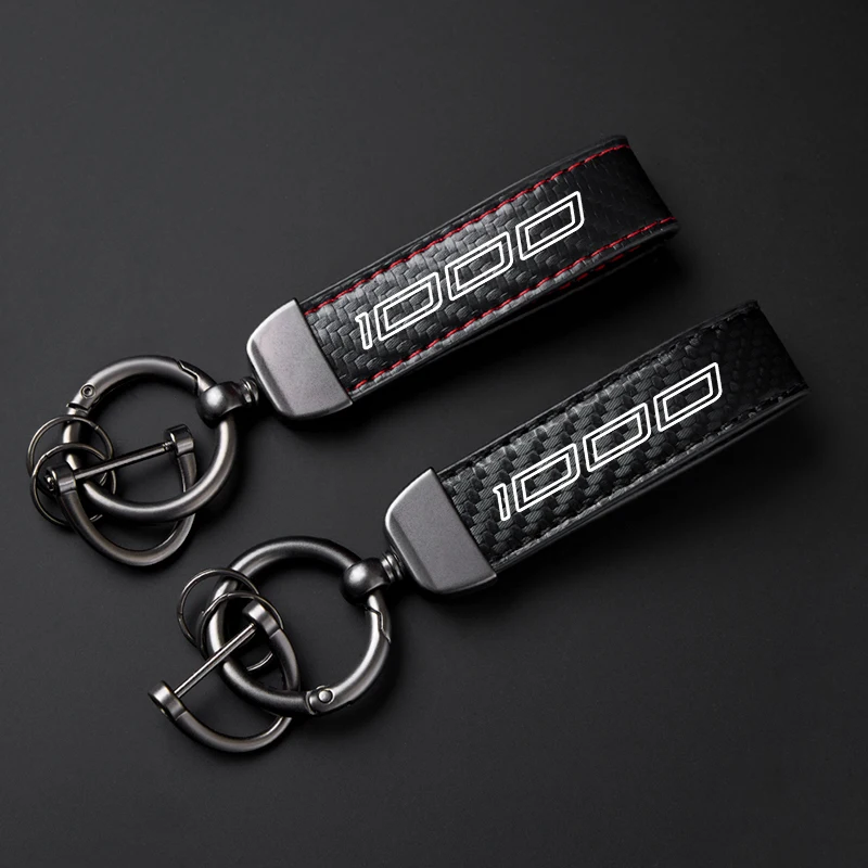 Motorcycle Carbon Fiber Patterned leather rope Keychain Keyring key ring For KAWASAKI Z1000 Z1000R Z1000SX Z 1000 1000R 1000SX