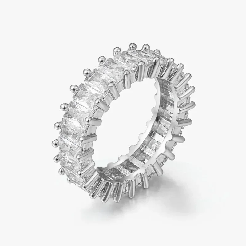 Stylish and luxurious diamond-set 5A zircon ladder ring full of diamonds