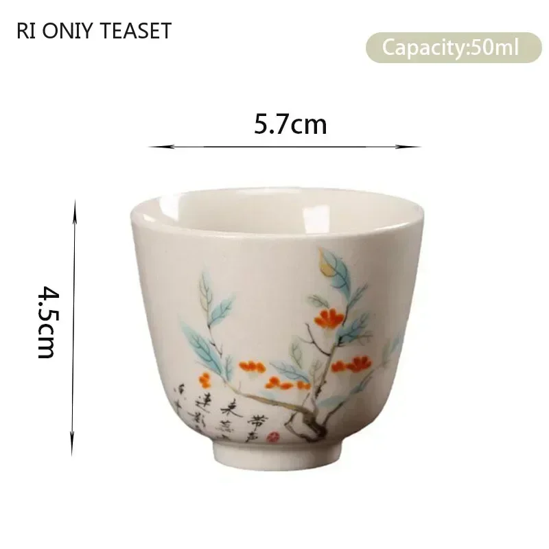 Chinese Tradition Ceramic Teacup Travel Meditation Cup Exquisite Hand Painted Tea Bowl Pu\'er Master Cup Tea Set Accessories 50ml