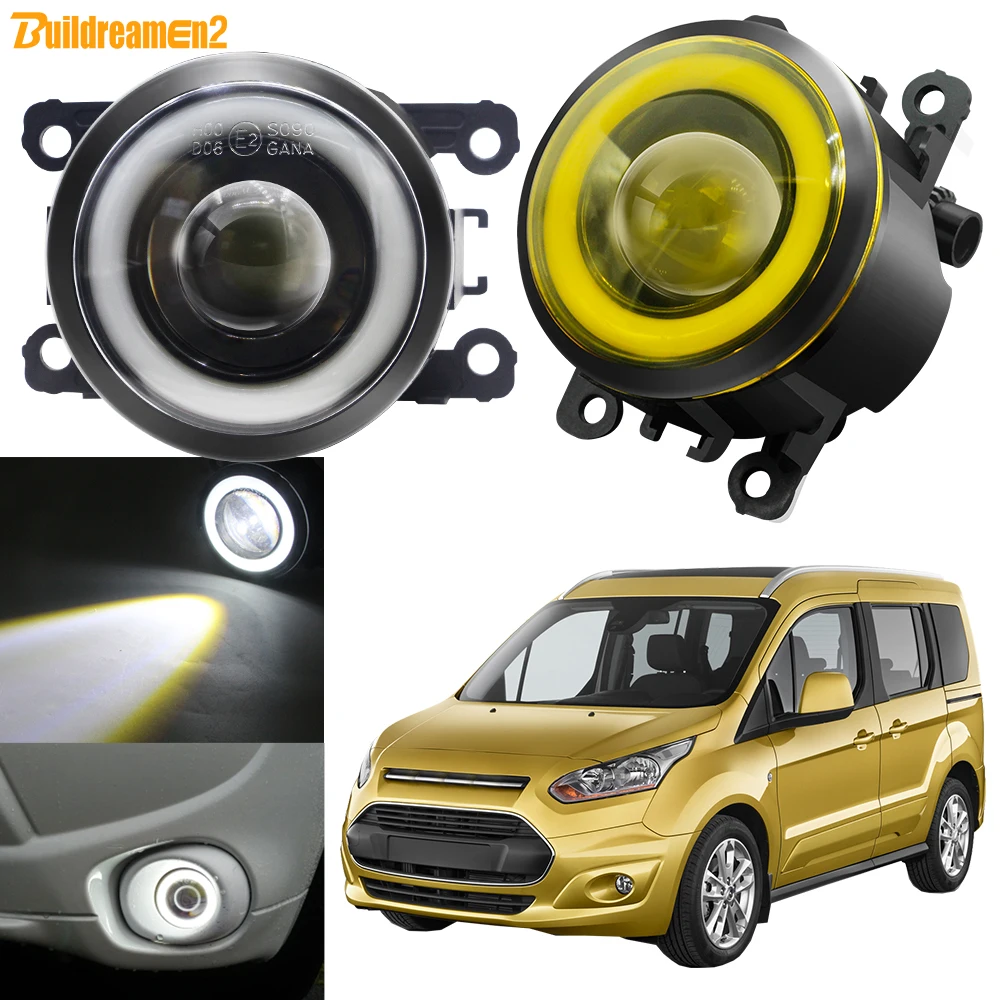 2 X Car LED Fog Light Angel Eye DRL 30W 3000LM COB Fog Daytime Running Lamp H11 For Ford Transit Connect 2011-2019