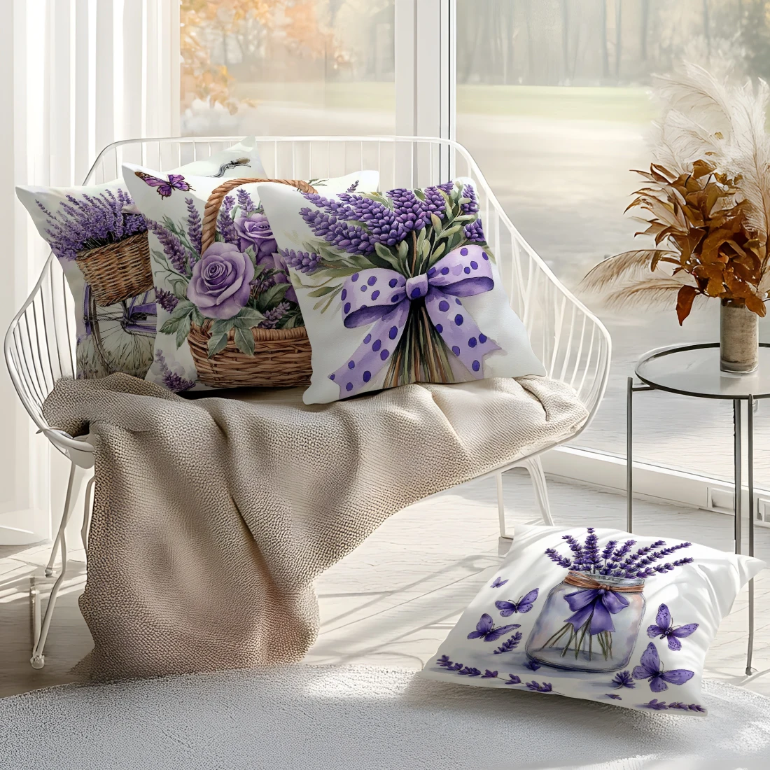 Purple Series Cushion Pillowcase Printed Polyester 45x45cm Throw Pillowcover Decorative Sofa Cushion Pillowslip Home Decor
