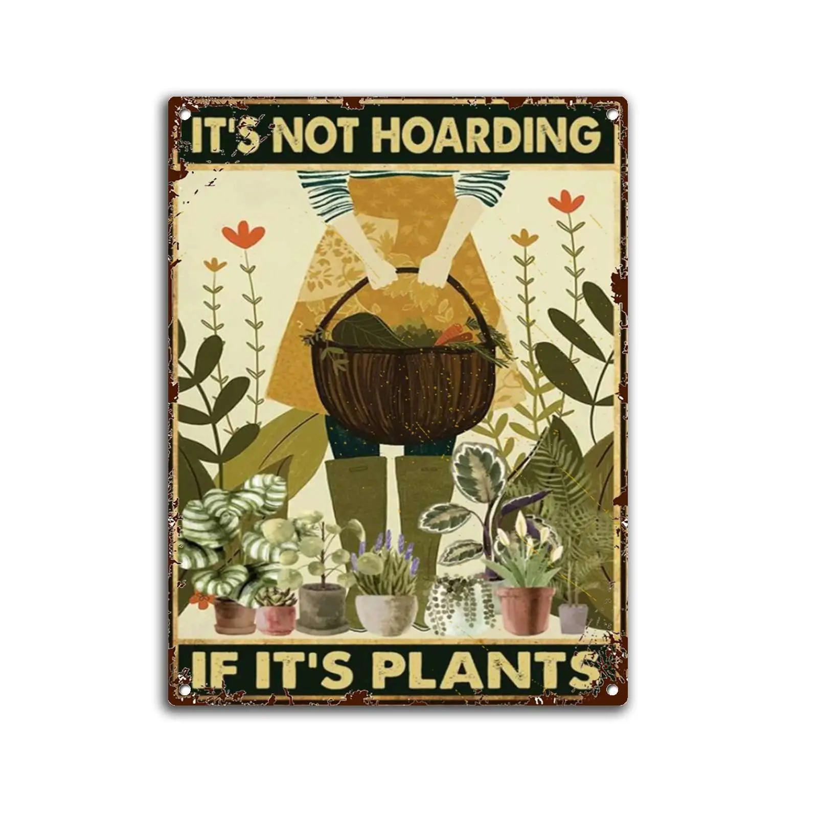 Yoeons Metal Signs It;s not Hoarding if It;s a Plant Lover Tin Sign Vintage Funny Home Kitchen Bar Club Cave Rustic Wall Art Dec