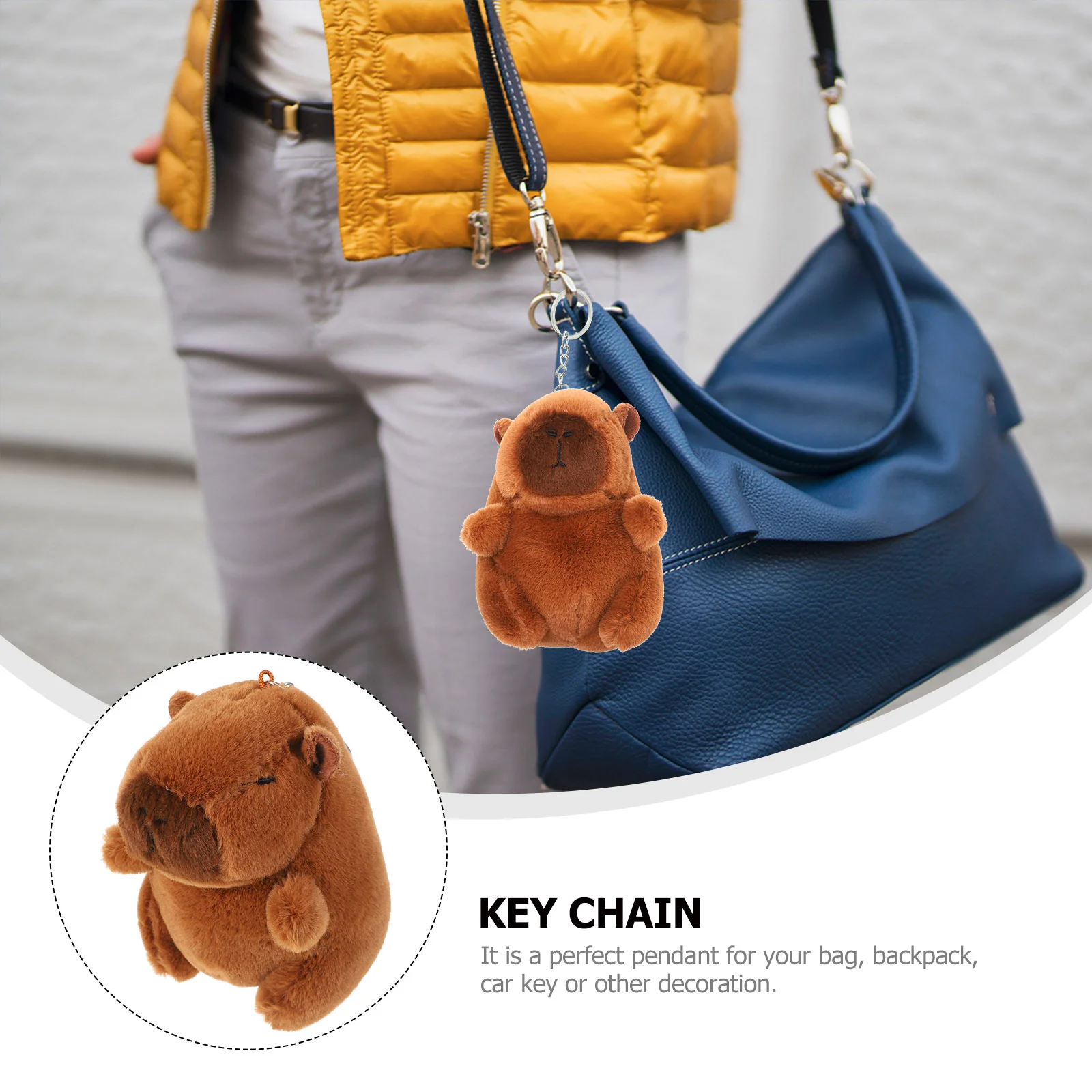 Capybara Keychain Bag Hanging Decor Plush Stuffed Animals Handbag Ornament Pp Cotton DIY Keychains Schoolbag Pendants Ring