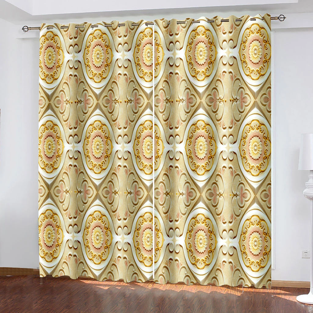 

Photo 3D Curtains for Living Room Window gold soft curtains 3D Curtains set For Bed room Living room Office