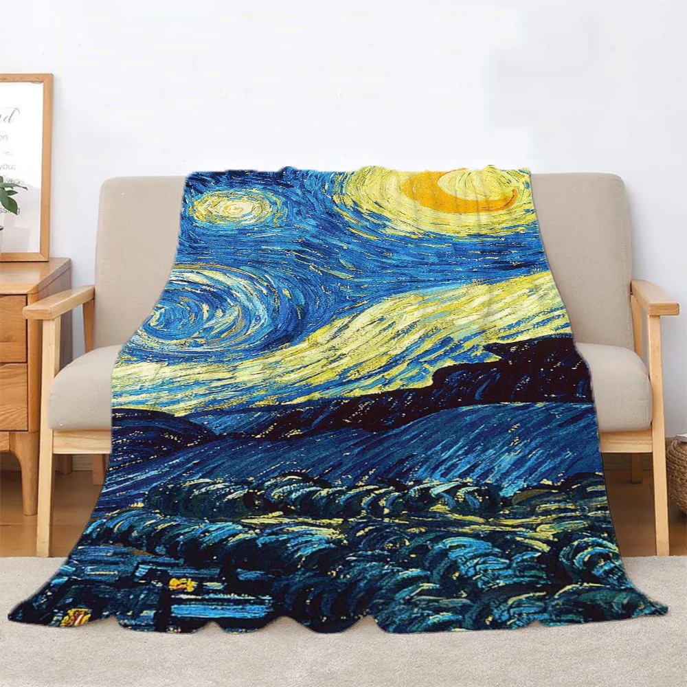 Van Gogh Custom Blankets & Throws Bed Throw Blanket King Size Beach Towel Home Interior Microfiber Bedding Knitted Plaid Knee &