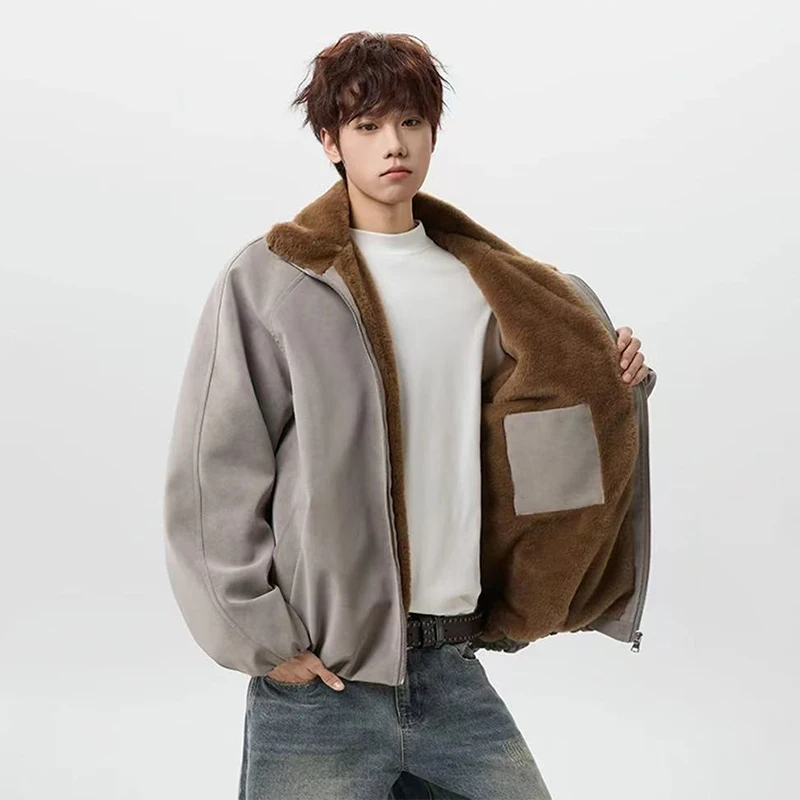 LUZHEN 2025 شتاء جديد الأصلي فو الفراء بطانة دافئة بلون معطف مبطّن الرجال أنيق وسيم سترة غير رسمية الملابس JY5597 #5