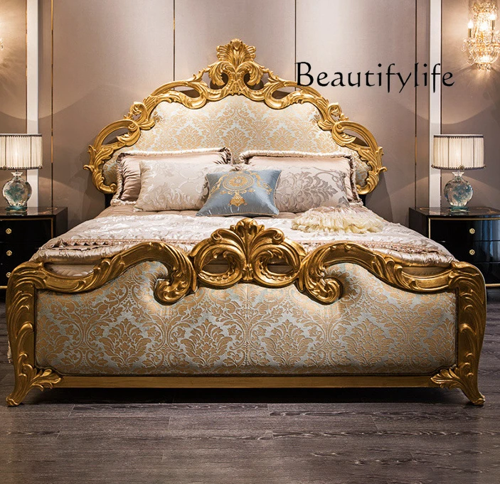 European bed double bed bedroom high-end luxury solid wood home small apartment designer style high-end fashion