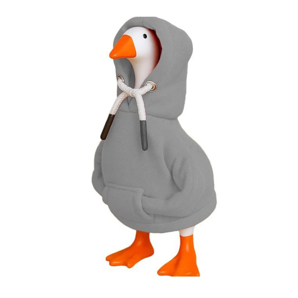 Grappige 5-inch gansoutfits rode hoodies zachte effen kleur bureau gansoutfits kleding mini veranda gans hoodies voor decoratie