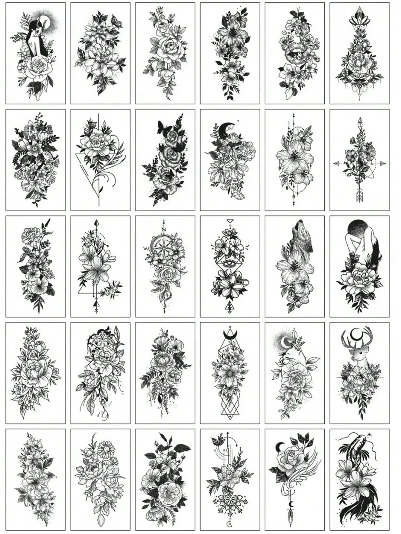

30 Creative Temporary Tattoo Stickers, Including Butterflies, Flowers, Foxes, Dolphins, Wings, Feathers, Etc., Suitable For Both Men And Women, Realistic And Waterproof, Suitable For Arms, Face, Fingers, Neck, And Any Place You Want,
