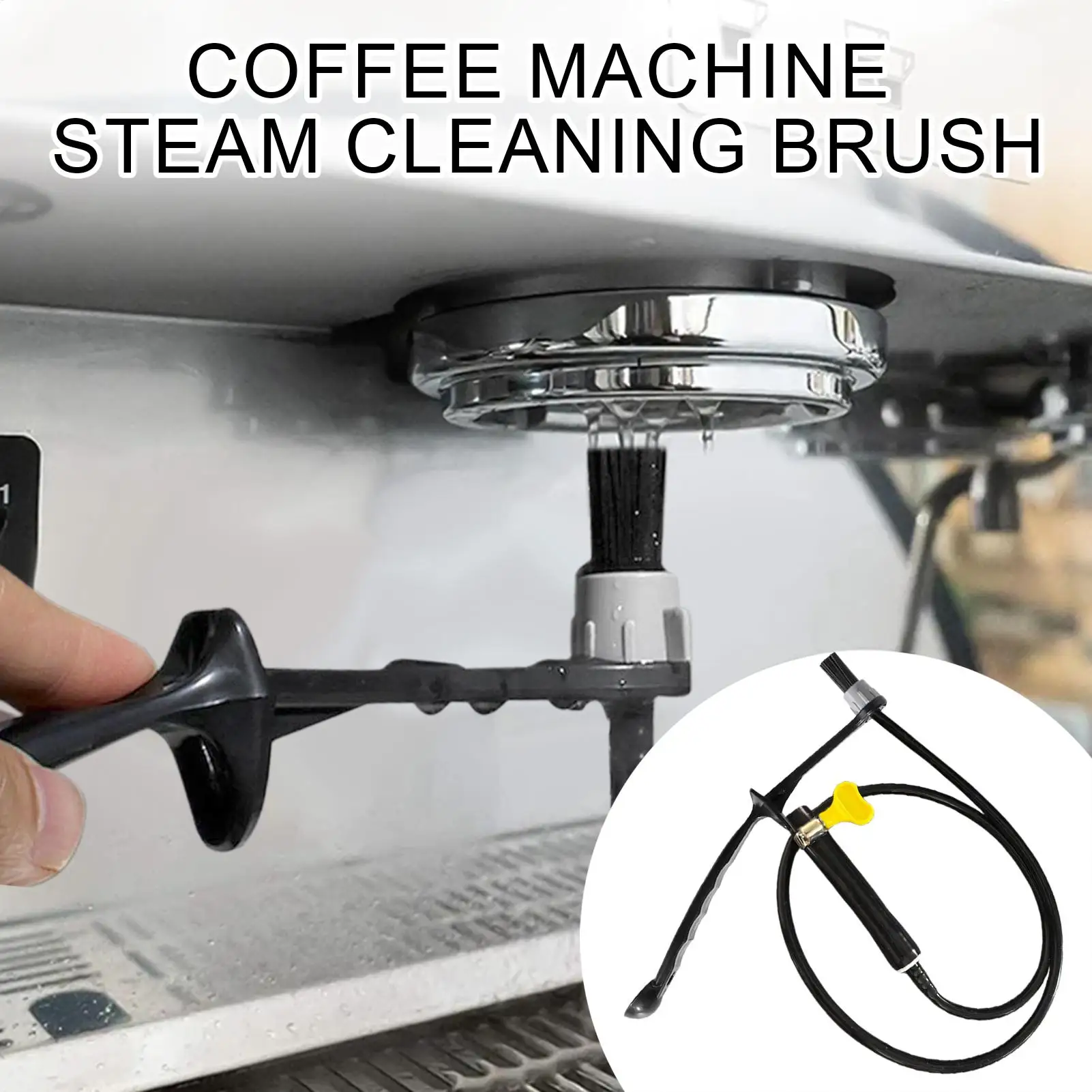 Adjustable Espresso Machine Brewing Head Long Handle Cleaning Brush Cleaning Tool Baristas Equipment Steam Cleaning Brush Porta