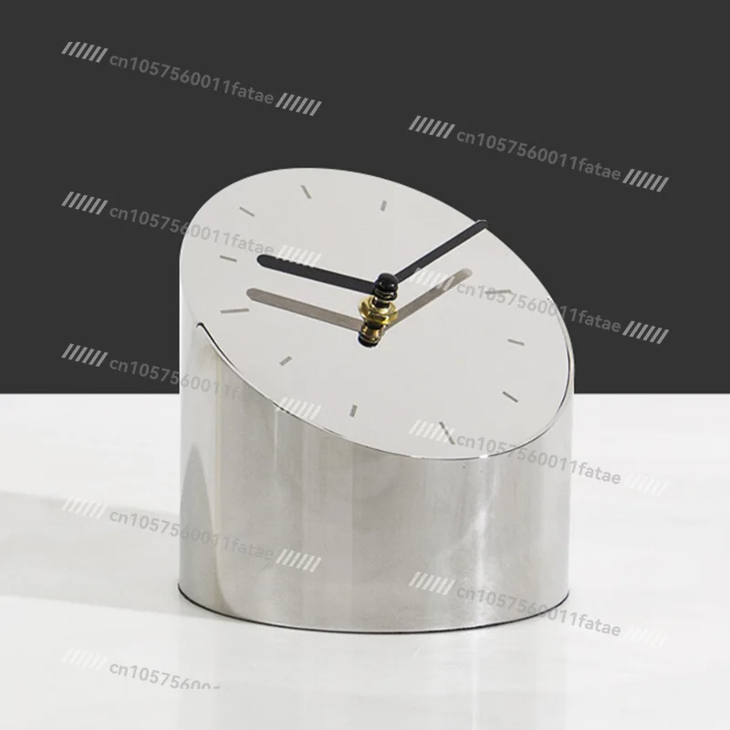 

Modern Light Luxury Metal Stainless Steel Bevel Clock Ornament Home Bedroom Bedside Ornament