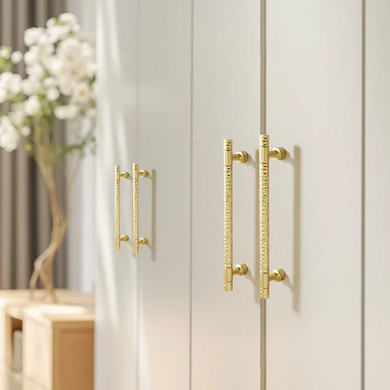 Brushed Brass French Cabinet Pulls Drawer Knobs Solid Matte Gold Cupboard Wardrobe Handles Modern Furniture Hardware For Home