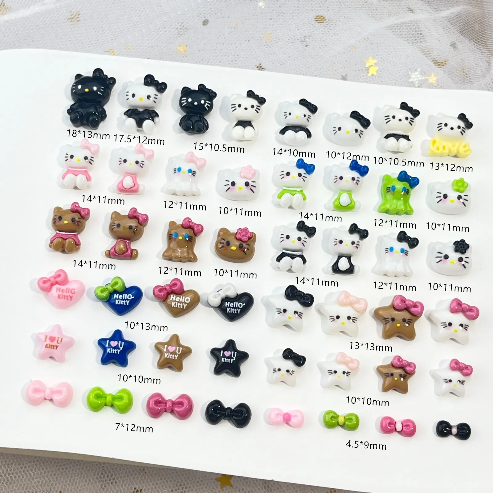 20Pcs DIY Nail Accessories: Hello Kitty Cartoon Nail Decor with Lovely 3D Bow and Cat Design