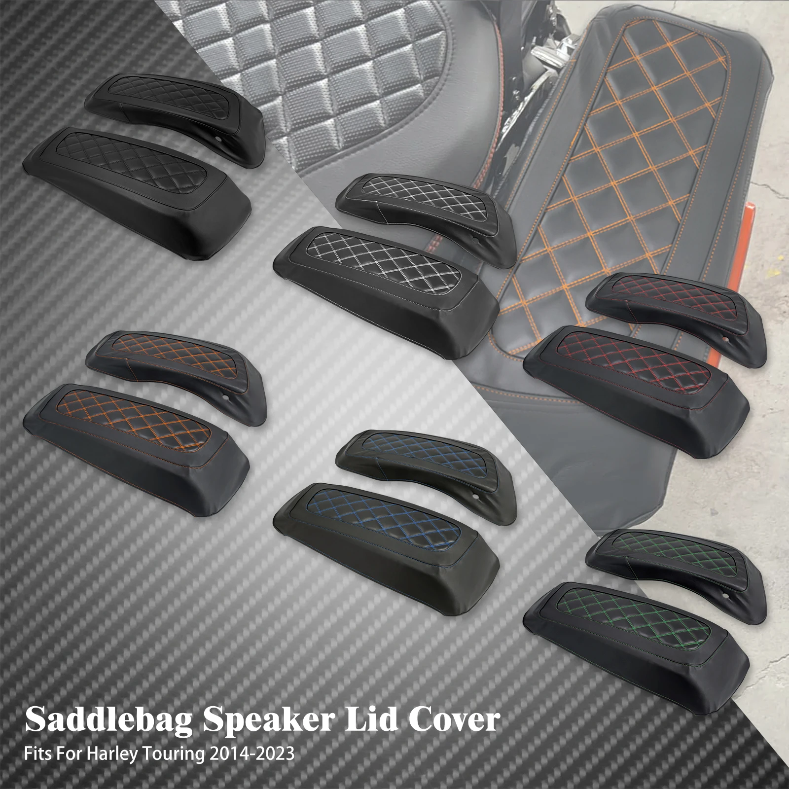 Motorcycle Hard Saddlebag Lid Cover Hard Side Bag Waterproof for Harley Road King Street Glide CVO Electra Glide FLHR 14-2024