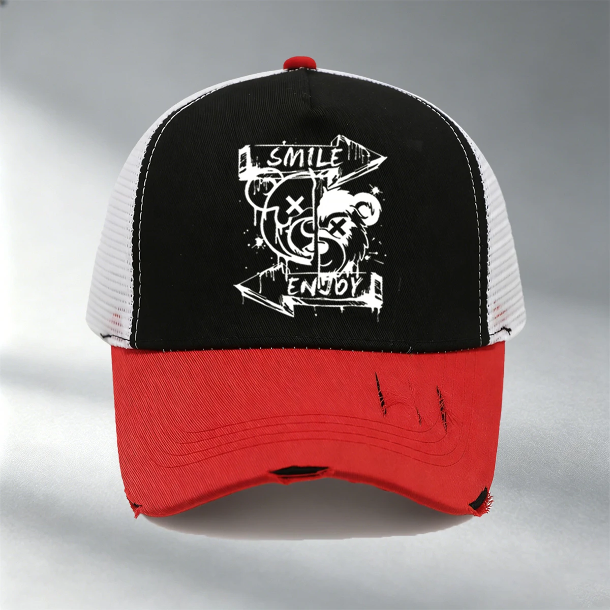 Unisex Mesh Breathable Baseball Cap/Print Trucker Hat/Suitable For Both Men And Women/Versatile Adjustable, Fit For Outdoors